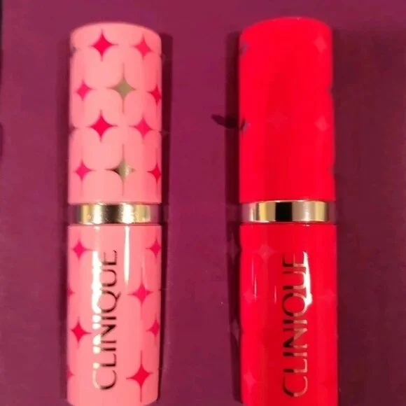 NEW Clinique 2 Full Size Longwear Lipsticks Nude Pop & Cherry Pop Set 0.13 oz - Picture 7 of 7